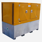Stroomaggregaat generatorset Perkins 404 Stamford BCI164 in geluiddempende omkasting geluidskast geluidsarm